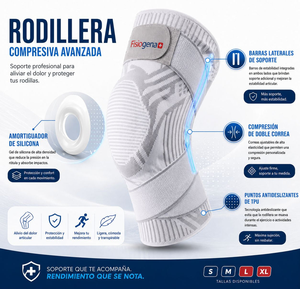 Fisiogena™ Rodillera de Alto Soporte y Alivio